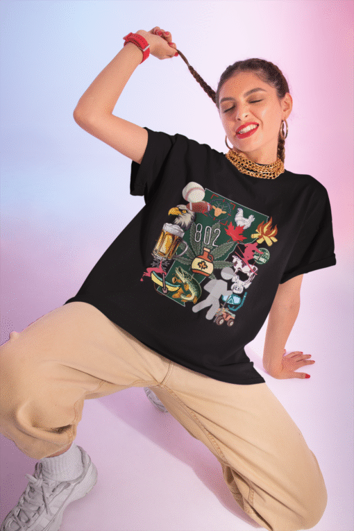 VT Chaos T-Shirt – Epic Maximalist Vermont Collage Graphic - Image 13