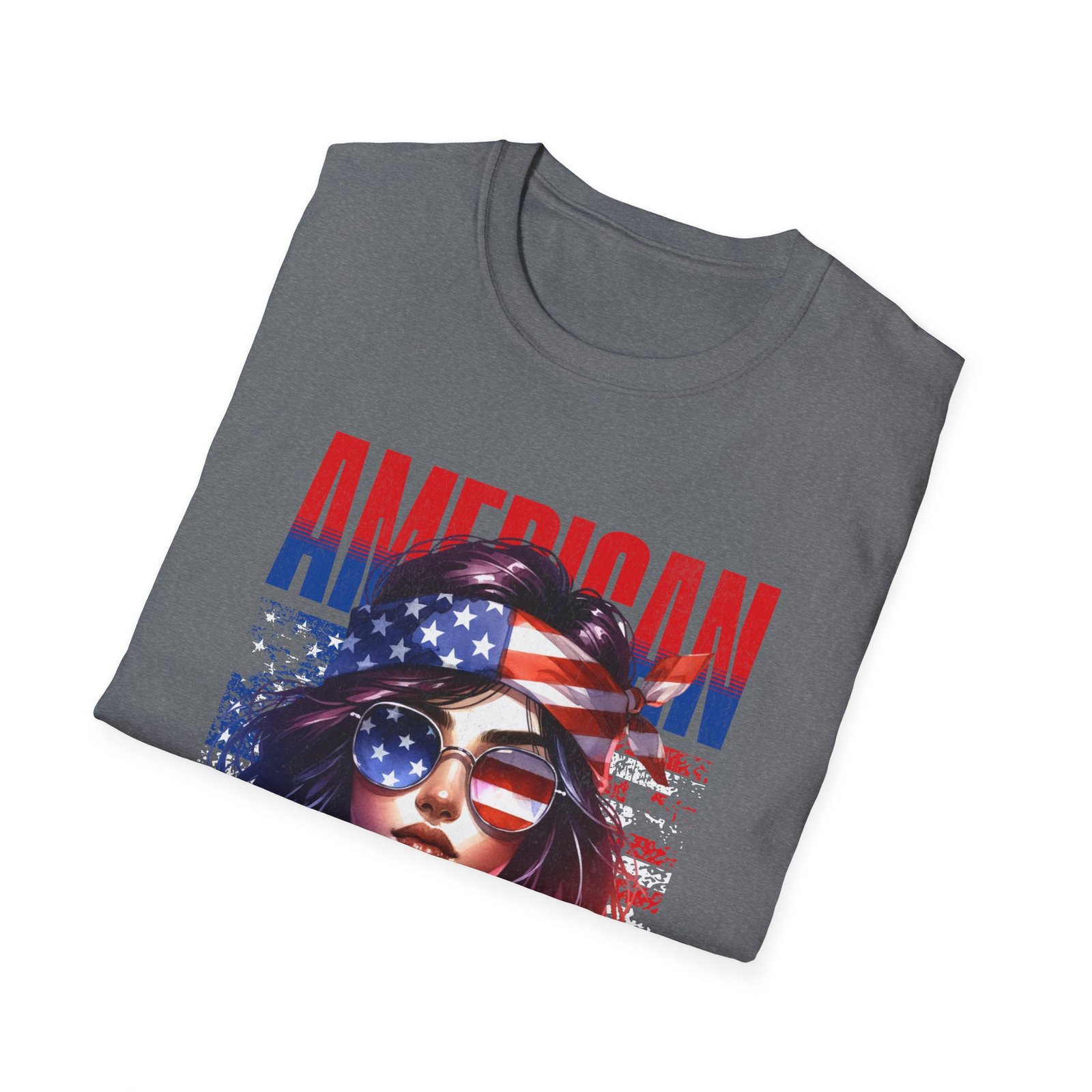 Patriotic American Graphic T-Shirt, Softstyle Tee for Summer Celebrations, 4th of July Outfit, Trendy Casual Wear, Gift for Her - Image 2