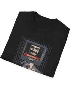 Alternative view of Breaking News Graphic T-Shirt, Unisex Softstyle Tee, Trendy Streetwear, Casual Everyday Wear, Gift for News Lovers, Black Tee
