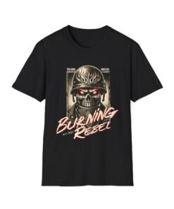 Rebel Graphic T-Shirt - Burning Rebel Design, Unisex Gift, Rocker Tee, Casual Wear, Statement Shirt, Festival Fashion
