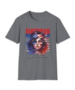 Patriotic American Graphic T-Shirt, Softstyle Tee for Summer Celebrations, 4th of July Outfit, Trendy Casual Wear, Gift for Her