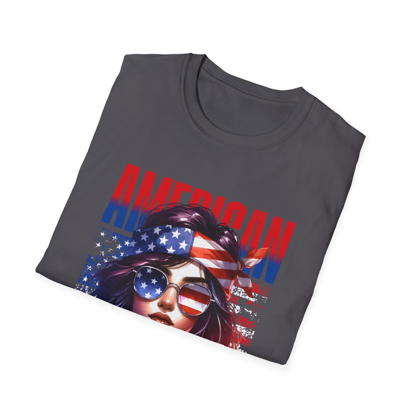 Patriotic American Graphic T-Shirt, Softstyle Tee for Summer Celebrations, 4th of July Outfit, Trendy Casual Wear, Gift for Her - Image 6